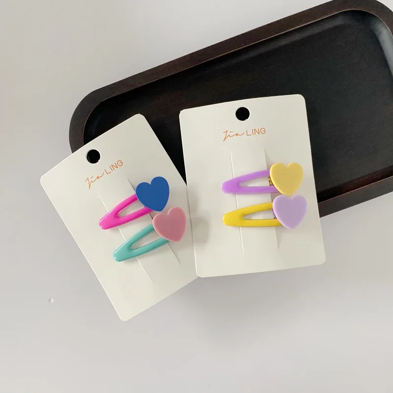 2 قطعة/المجموعة مقاطع الشعر طفل اللون الفتيات القلب دبابيس الشعر أغطية الرأس الطفل باريت دبوس الأطفال دبابيس الشعر إكسسوارات الشعر hogmentefinnfinnfinn