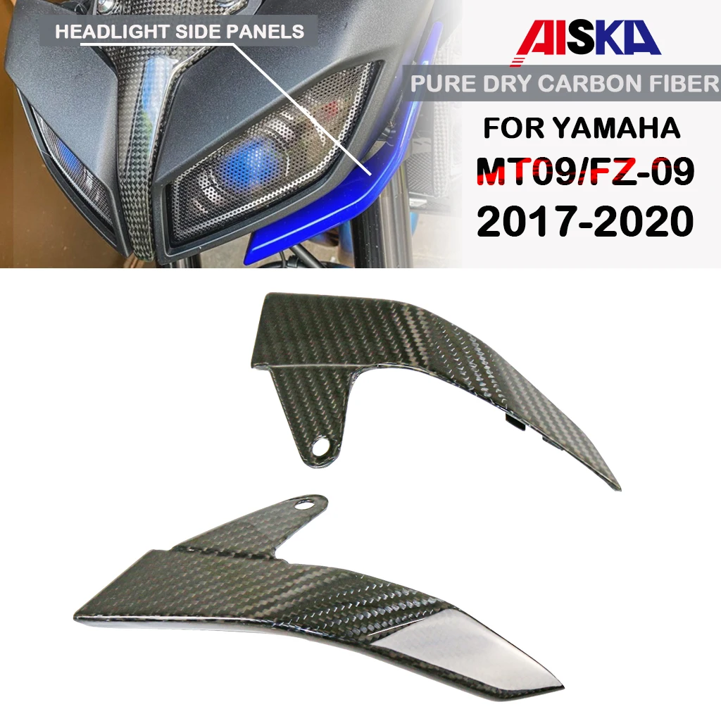 

Motorcycle Accessories Headlight Side Panels Protection Covers Fairing Kit Dry Carbon Fiber For MT09 FZ09 2017 2018 2019 2020