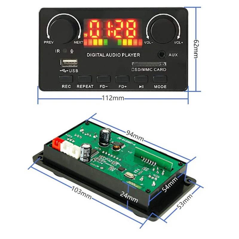 MP3 WMA Decoder Board Drahtlose Bluetooth 5,0 7V-25V Decoder Auto MP3 Player USB Rekord Modul FM AUX Radio für Lautsprecher