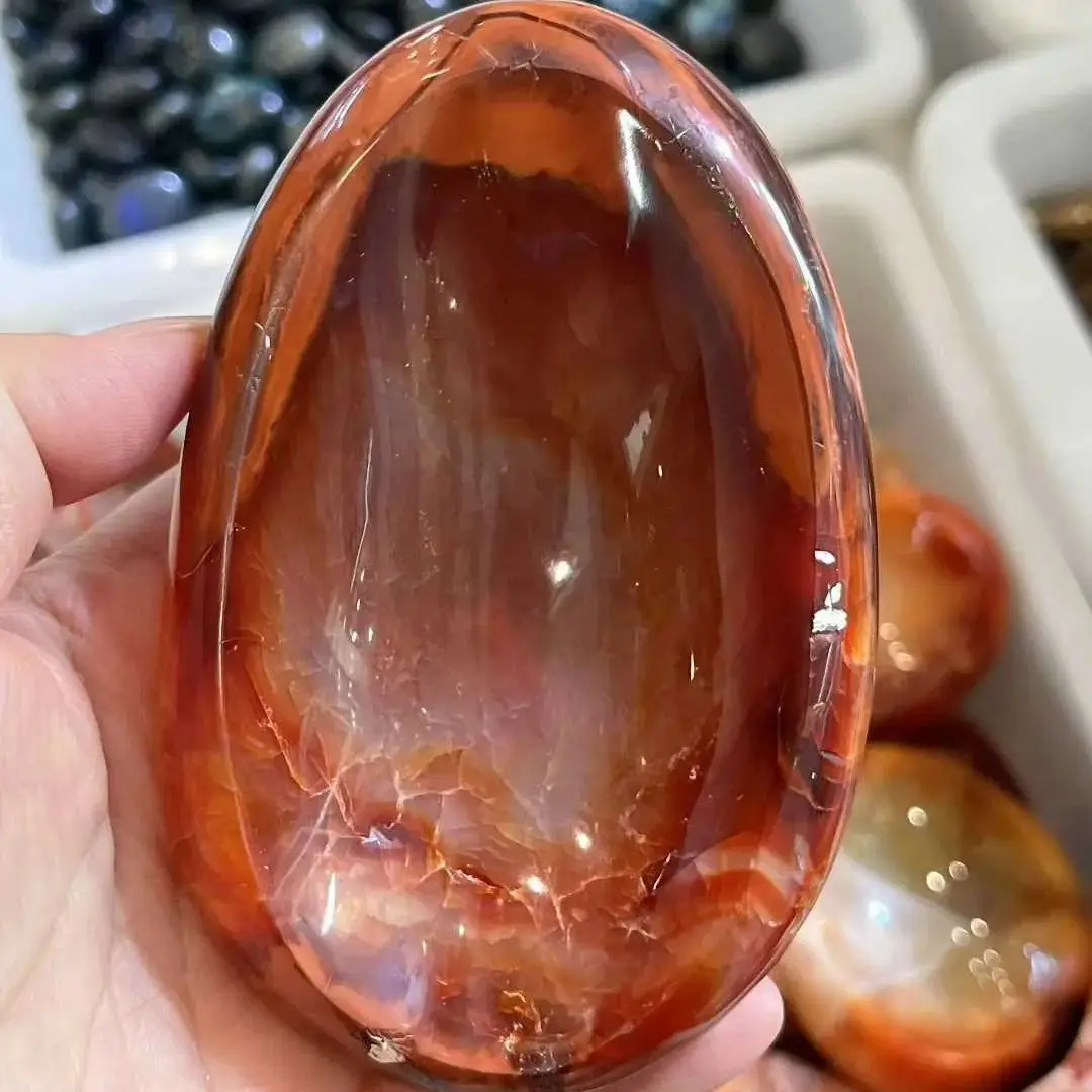 200-500g 8-10cm Natural Red Agate Crystal Quartz Bowl Mineral Specimens Healing Energy Gemstone For Home Decor