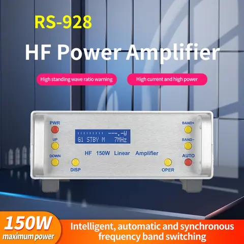 RS-928 HF 전력 증폭기, 지능형 자동 및 동기 주파수 대역 전환, 150W, 0.5-30MHz