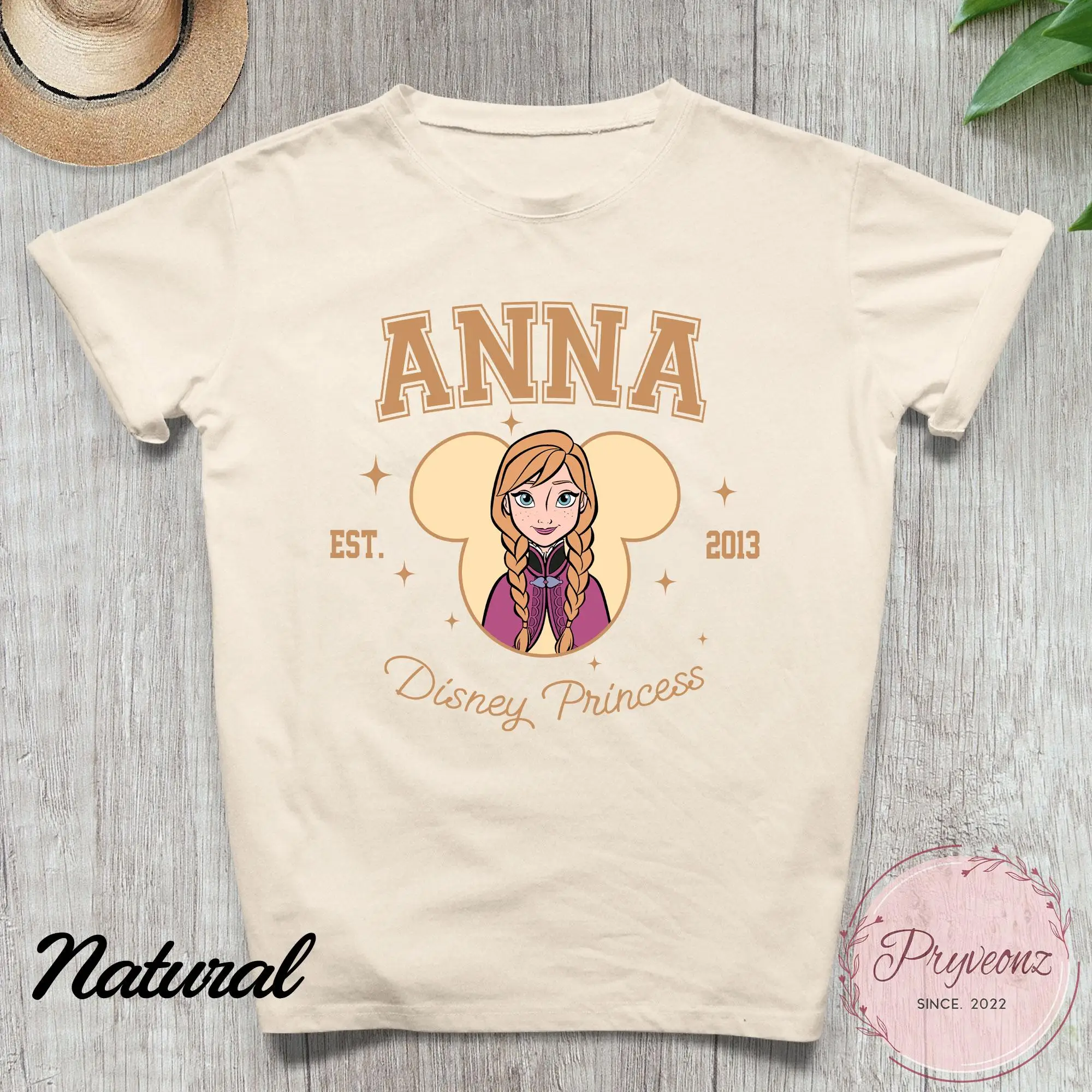 2025 الصيف أزياء جديدة آنا الأميرة Est 2013 قميص المجمدة آنا قميص آنا الأميرة قميص ميكي الأذن تي الأميرة قميص