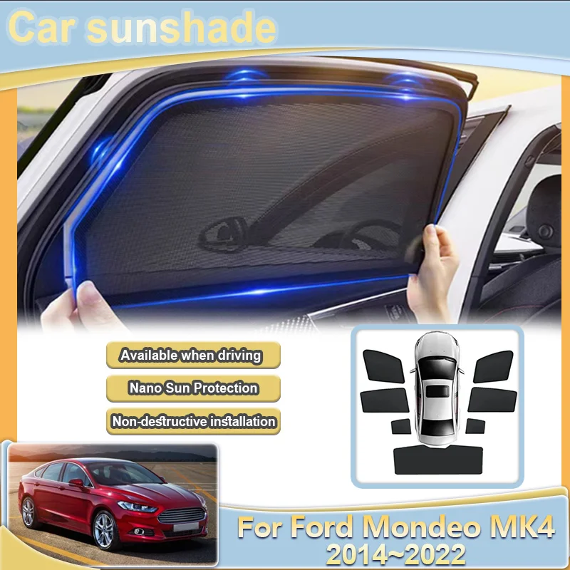 

Солнцезащитные сетчатые шторки на лобовое стекло для Ford Mondeo MK4 2014~2022 и Fusion MK2, защита от УФ-излучения, автомобильные аксессуары