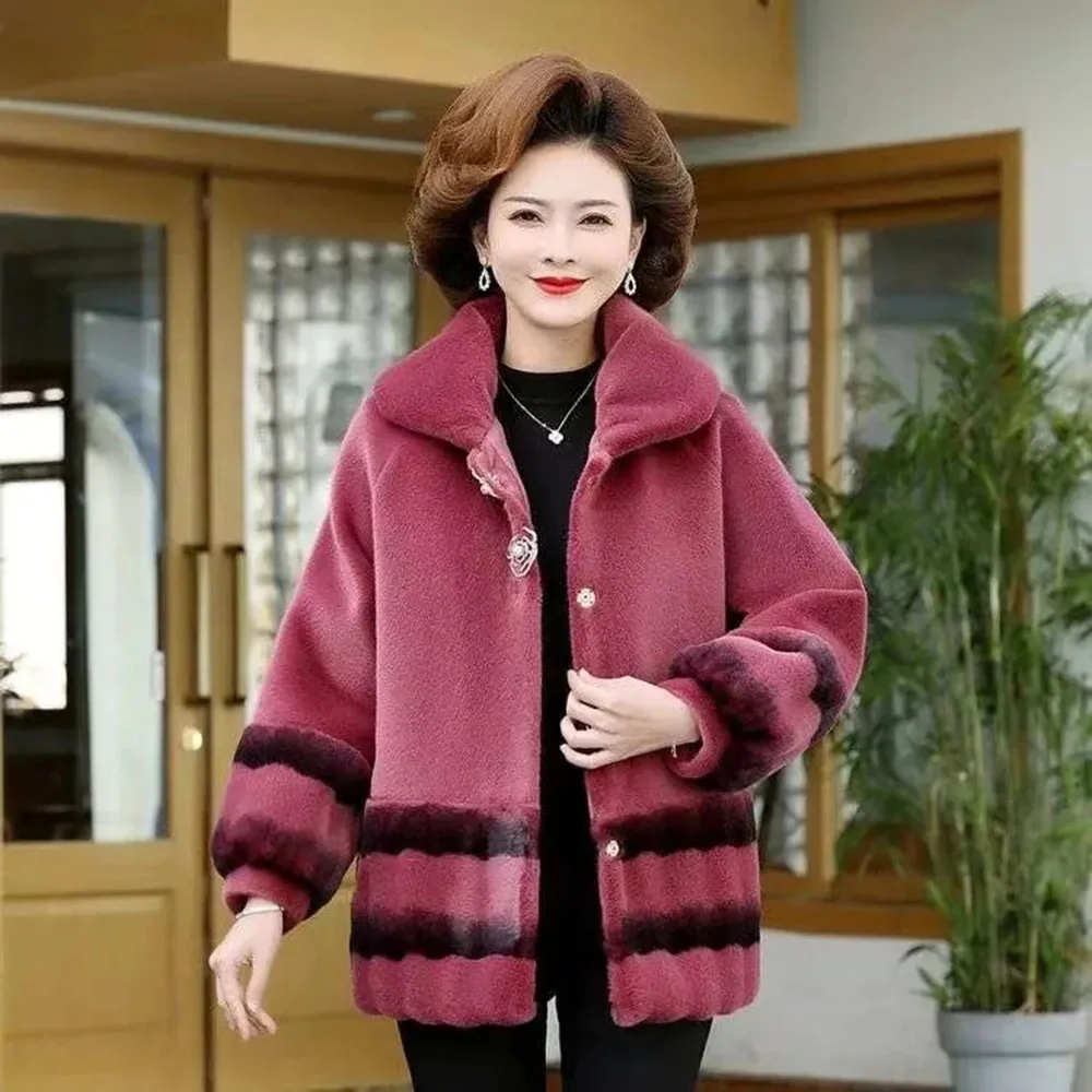 Mrs. Kuo's New Warm And Fashionable Coat in Autumn And Winter Middle-aged And Old Mothers Western-style Imitation Fur Coat Women