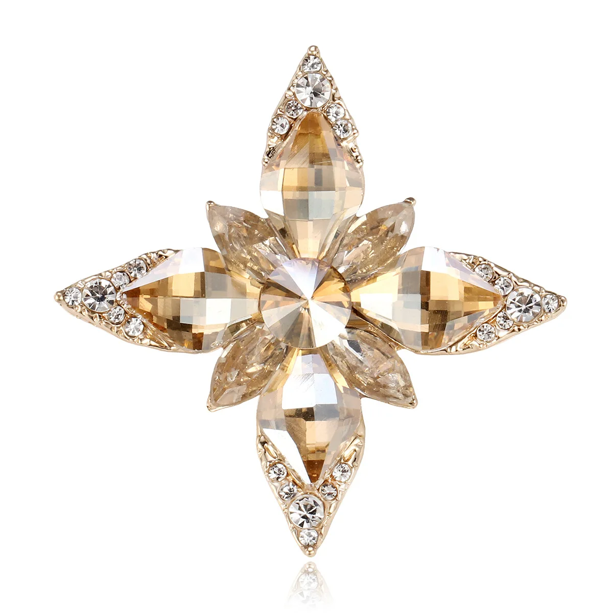 

Fashionable Octagonal Brooches, Rhinestones, Flowers, Women's Wedding Banquet Jewelry, Clothing, Coats, Collars And Accessories