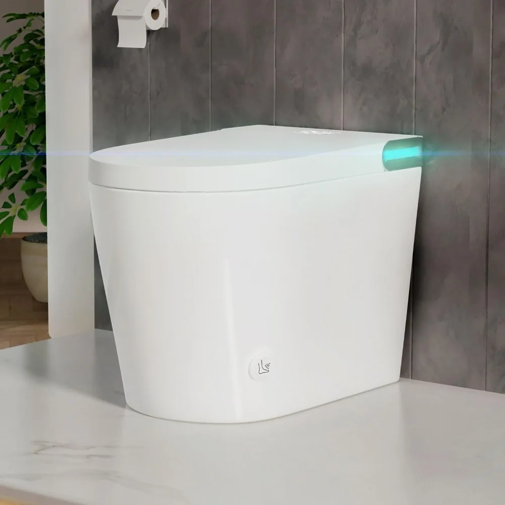 

Smart Toilet Bidet, One Piece Toilet With Heated Seat, Foot Sensor, Auto Flush, No Water Pressure Limitation for Small Bathrooms