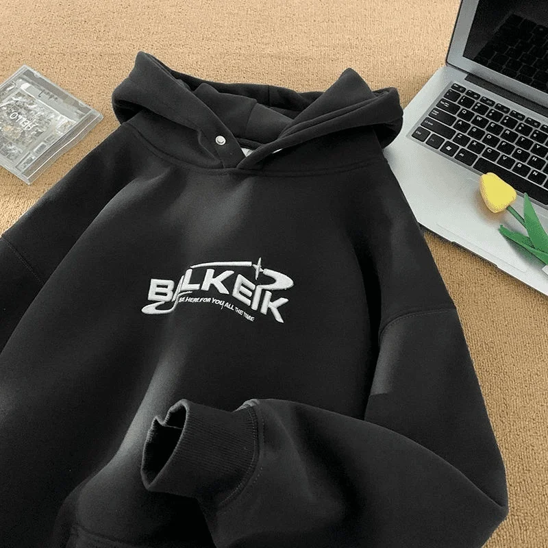 

Mens With Hat Hoodies Russian Kpop Loose-Fitting Waterproof Lambswool Knight Winter Quarterzip Long-Sleeved Dragon Flame Cross