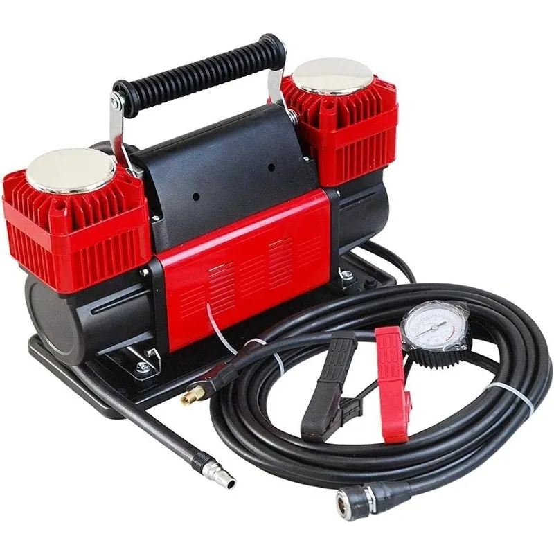 12V/24V 300L/min Car Tire Inflator Pump 150PSI Heavy  Double Metal Cylinders Fast Inflating Air Compressor Pump for Cars