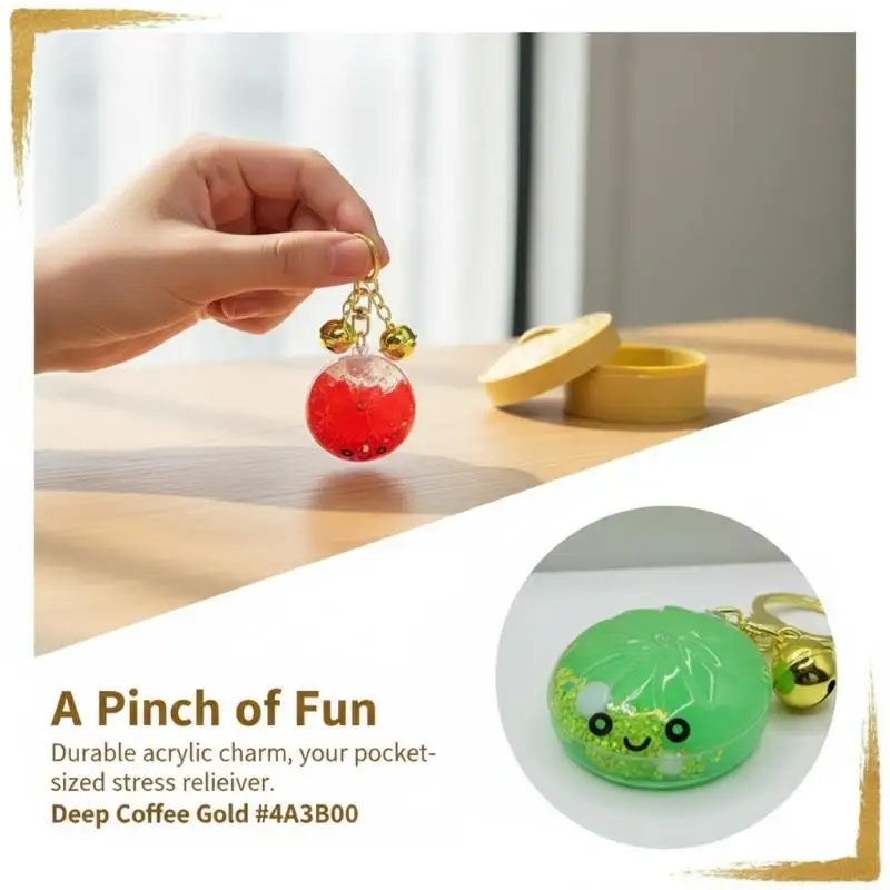 Mystery Blind Box Mini Quicksand Steamed Bun Keychain with Bell Kawaii Fidget Toy for Kids Daily Decoration Gift