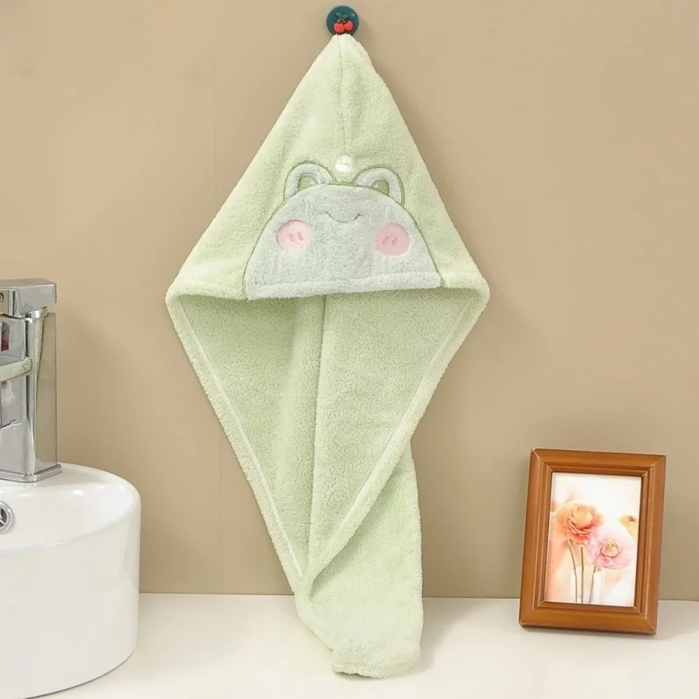 New Coral Fleece Drying Hair Cap Cute Rabbit Bear Frog 65x25 Hair Bath Towel Super Soft Anti Frizz Quick Drying Cap Bathroom Use