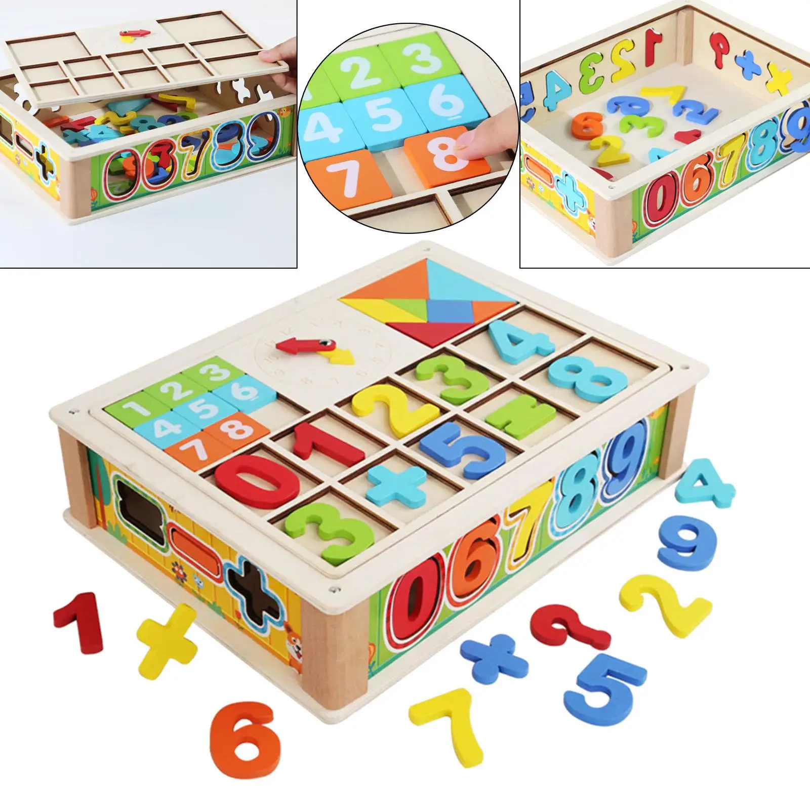 Juego de caja de aprendizaje para contar, juguetes de madera para enseñanza de matemáticas, imaginación, juegos de matemáticas