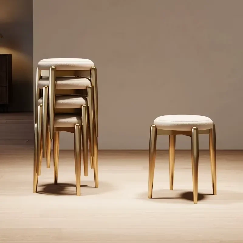 Modern Round Dining Chair Stackable Stool Space Saving Design for Small Apartment Kitchen Living Room Furniture Home Decor