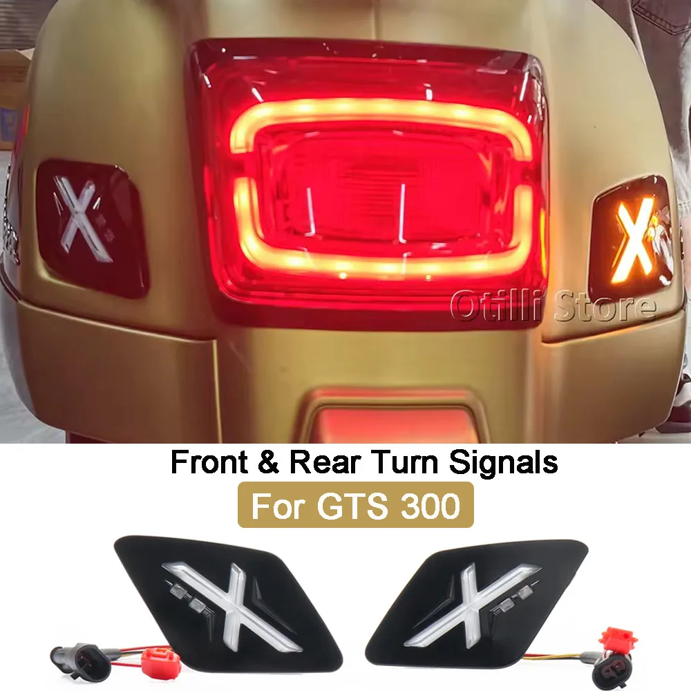 

Scooter Front & Rear Motorcycle Turn Signal Light Indicator Lamp Flasher Blinker For Vespa GTS300 gts300 GTS 300 2023 - 2025