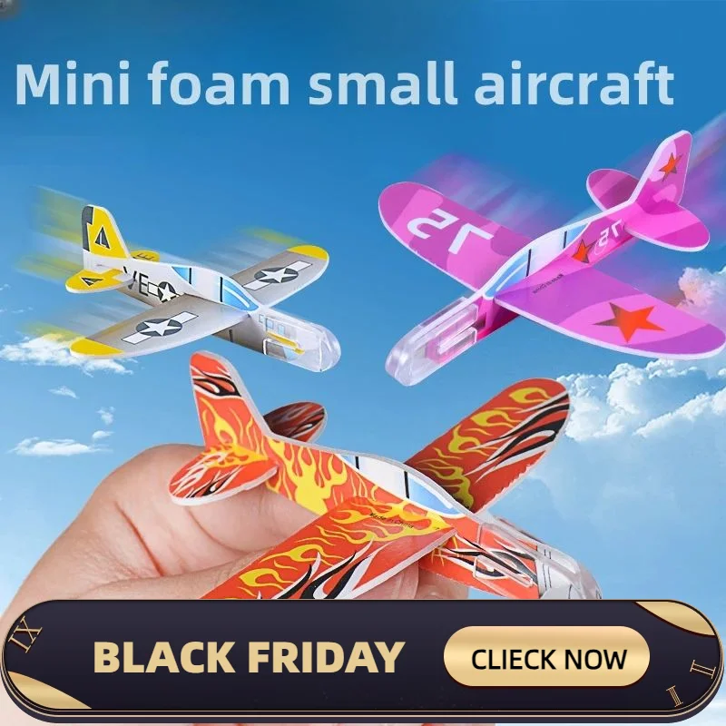 10Pcs Mini DIY Hand Throw Flying Glider Planes Foam Airplane Game Toys for Kids Birthday Party Favors Baby Shower Pinata Fillers