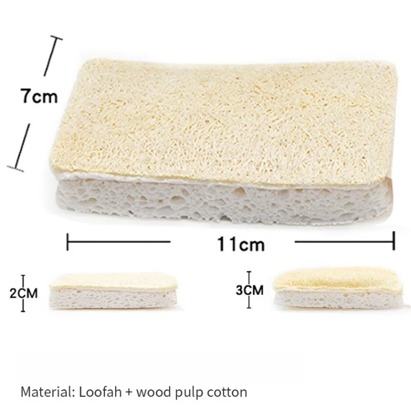 5pcs Natural loofah decontamination wood pulp sponge wipe easy cleaning oil proof kitchen scouring pad dishcloth