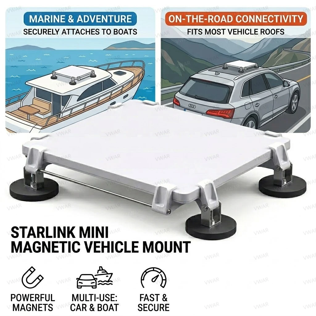Akcesoria do Starlink Mini: Magnetyczny uchwyt samochodowy, zestaw do montażu na dachu, zestaw do montażu na…