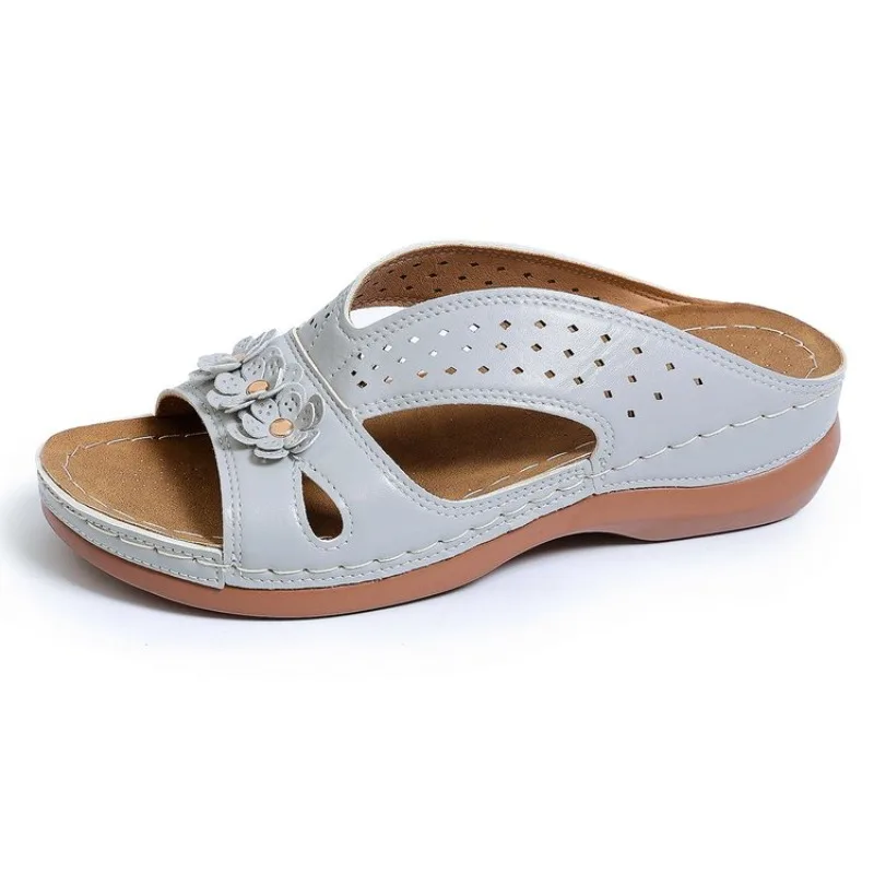 New Women's Slippers Casual Flower Hollow Wedge Beach Shoes Outdoor Fashion Platform Comfortable Non-slip Sandals Plus size 43 view 3