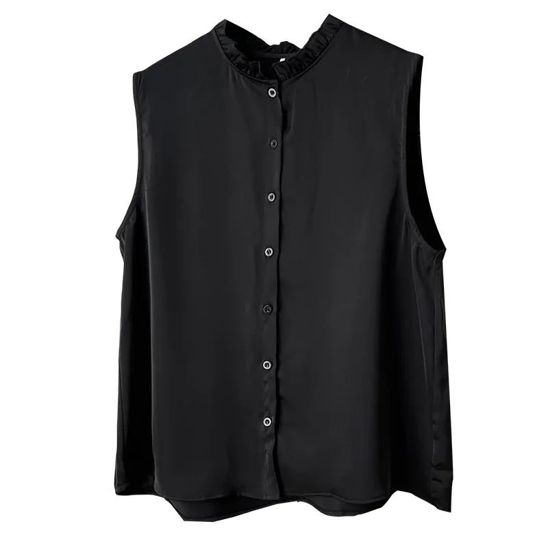 

Summer Blouses New 100KG Stylish And Elegant Ruffled Collar Sleeveless Shirt Plus Size Women Tank Tops 161