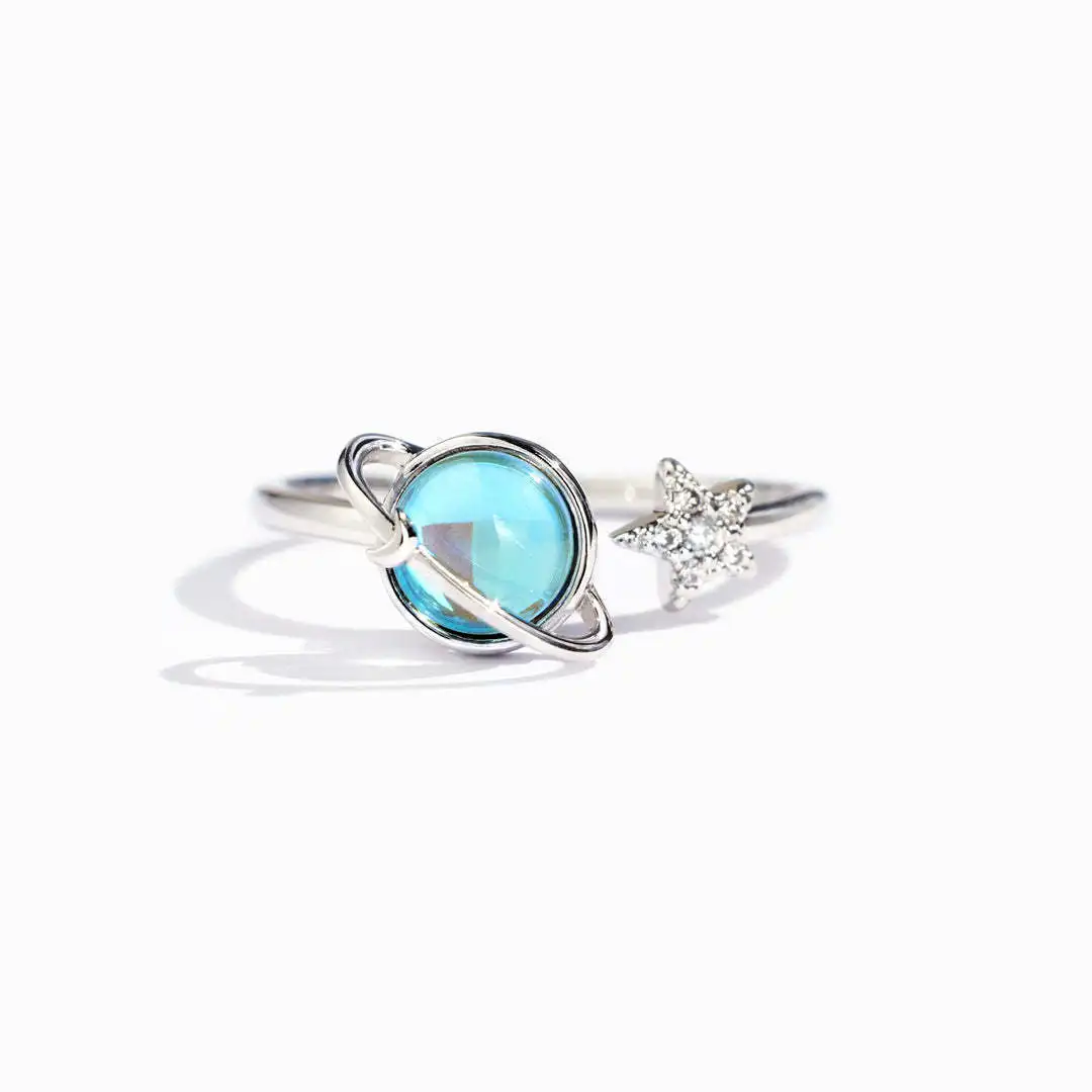Spinning Planet Fidget Rings Rotating Adjustable Ring for Stress Relief Unique Anxiety Relief Index Finger Jewelry for Women