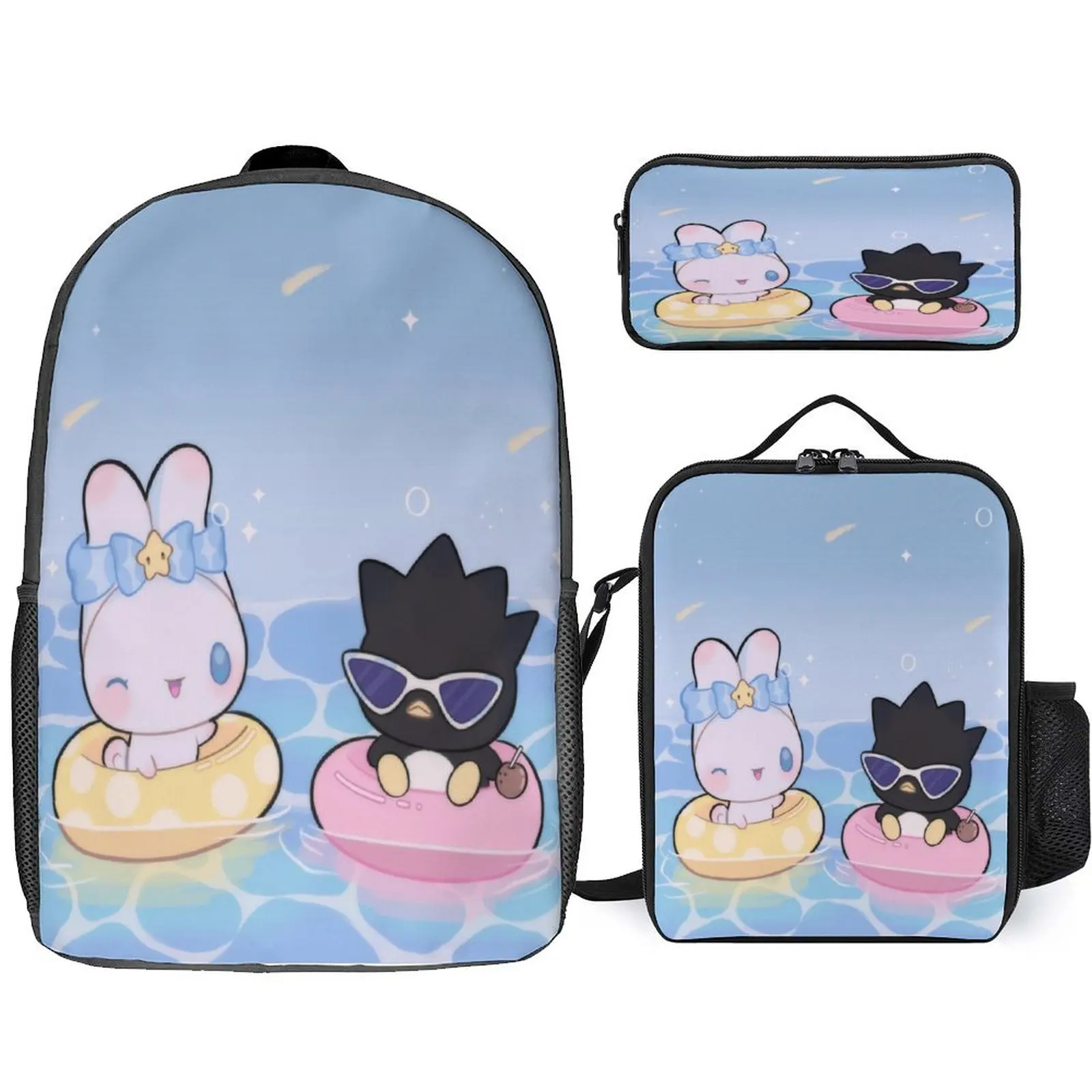 

Student Lightweight Backpack with Shoulder Bag Pencil Case,Melody Classic Book Bag Cartoon Rucksack for School