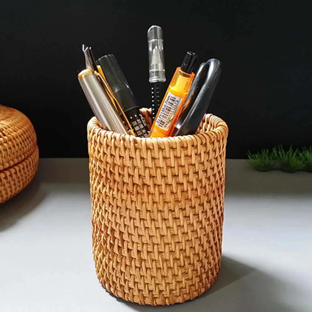 Rattan Pen Holder Pencil Organizer Pen Covers Tea Accessories 10 cm