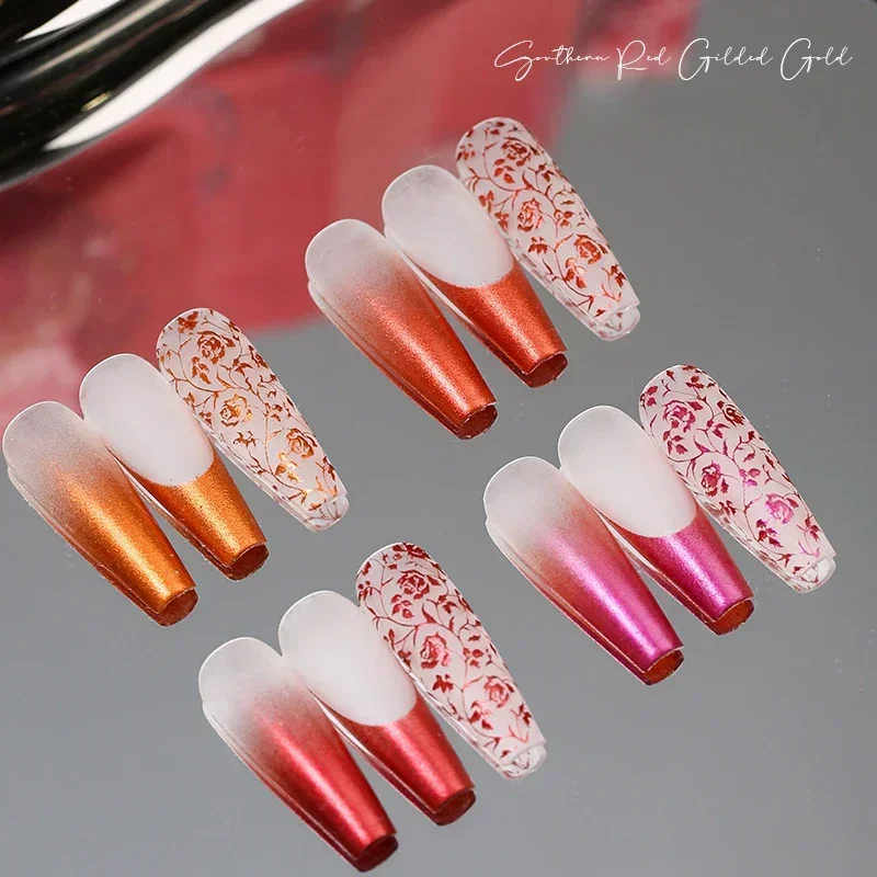 4Colors Red Gilding Gel Fast Pat Gradient Painting Powder Blusher Design Soak Off UV LED Nail Gel Polish Manicure Products