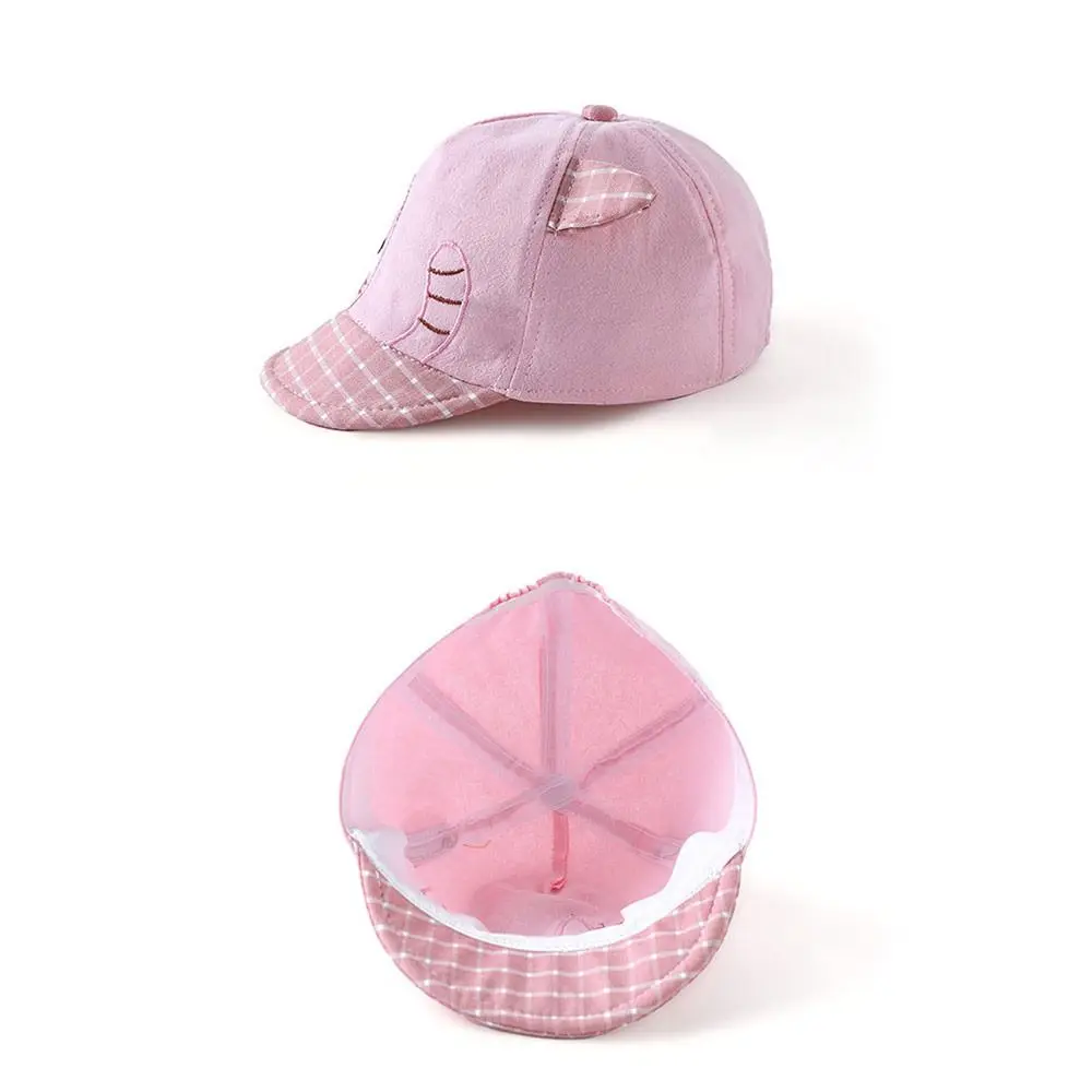 Children Cartoon Cat Pattern Soft Cotton Baseball Cap Cute Boys Grils Hats For Kids 6-36 Month