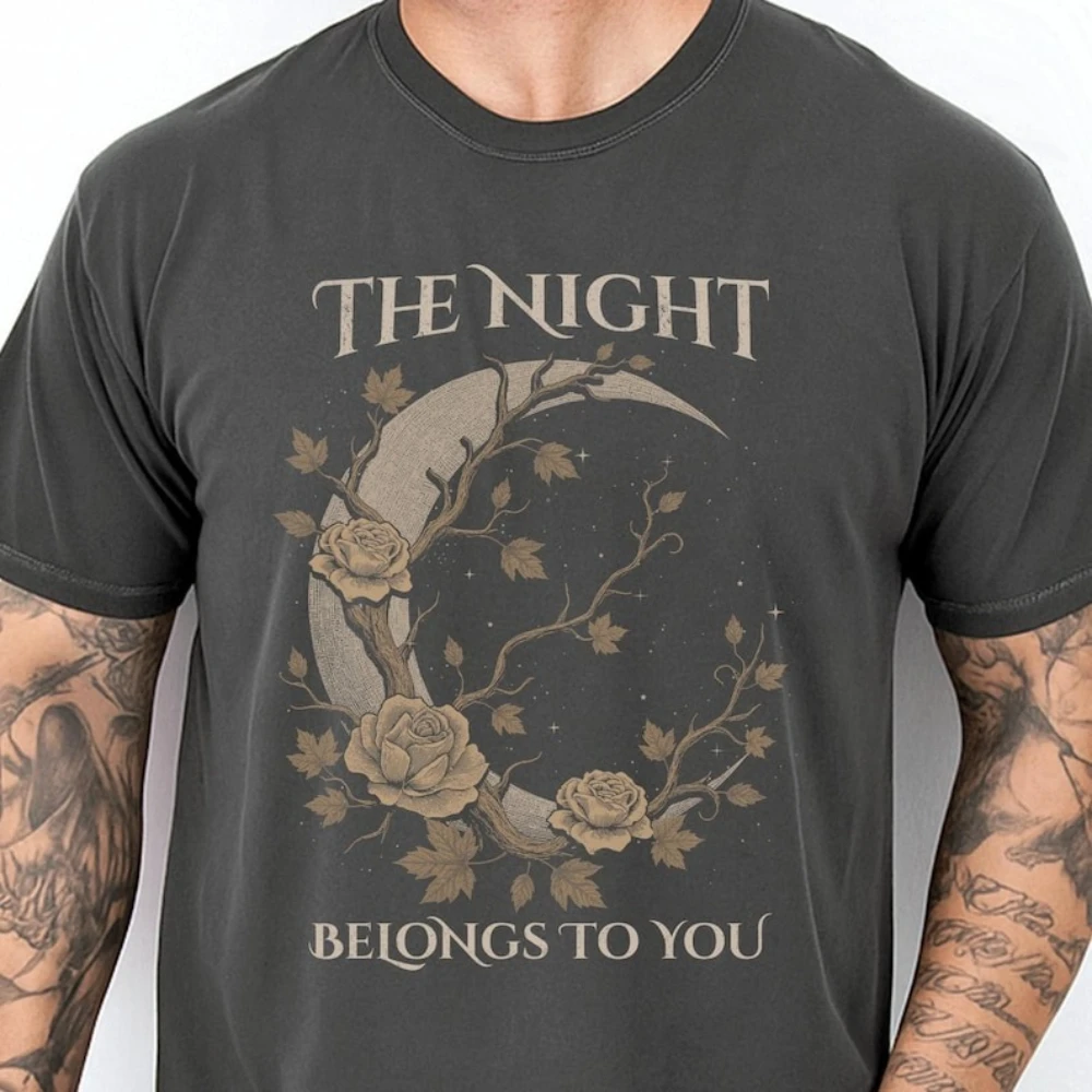 Moon Shirt Dark Botanical Dark Academia Gothic Shirts Vintage Gothic Dark Romance Unisex Tee Gift Mystical Graphic T Shirts Tops