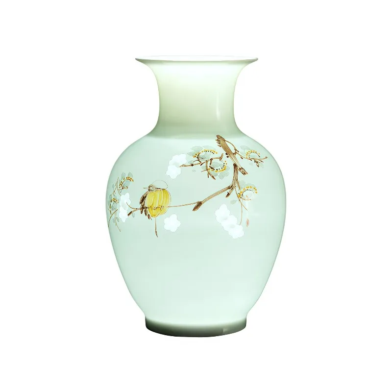 Jingdezhen ceramics small vase desktop entrance decoration ornament hand-painted engraving exquisite national color and natural