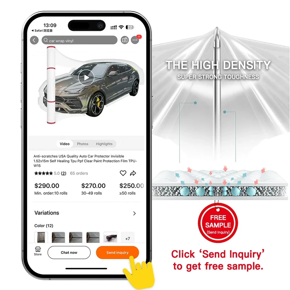 2025 PPF-film 1,52 x 15 m Superhydrofobe TPH PPF zelfherstellende verfbeschermingsfilm TPU lichaamshekfilm