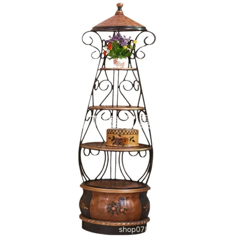 

CX retro painted flower stand, living room shelf, balcony floor-to-ceiling multi-layer decorative rack