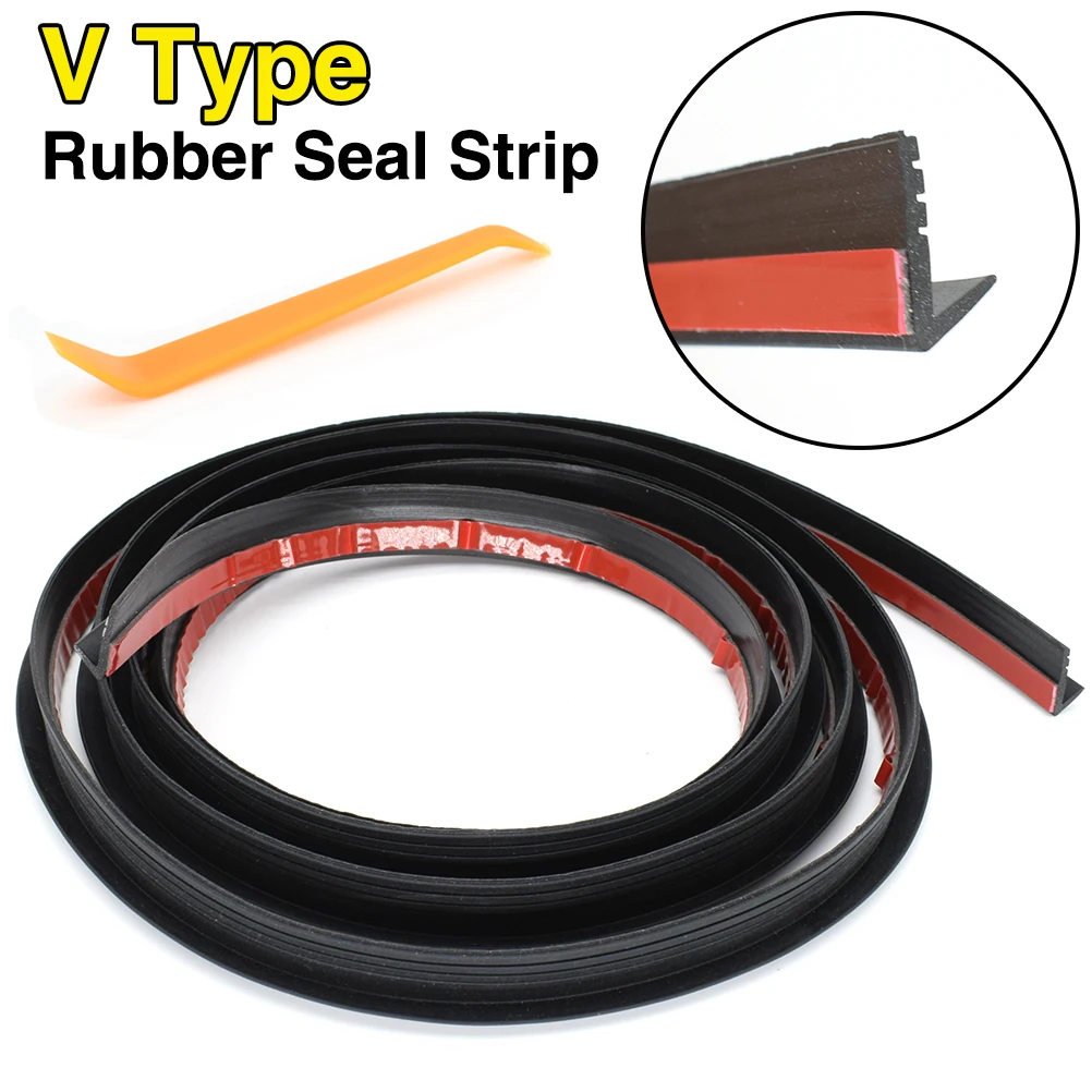 4m Car Side Window Seal Strip Trim Tool Noise Insulation Auto Door Glass Sealing Strips Edge Rubber Filler V Type Weatherstrip