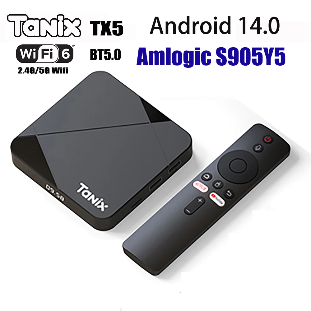 Tanix TX5 Android 14 TV Box Quad Core Amlogic S905Y5 2.4G 5G Wifi BT 4K HDR 3D Reproductor multimedia