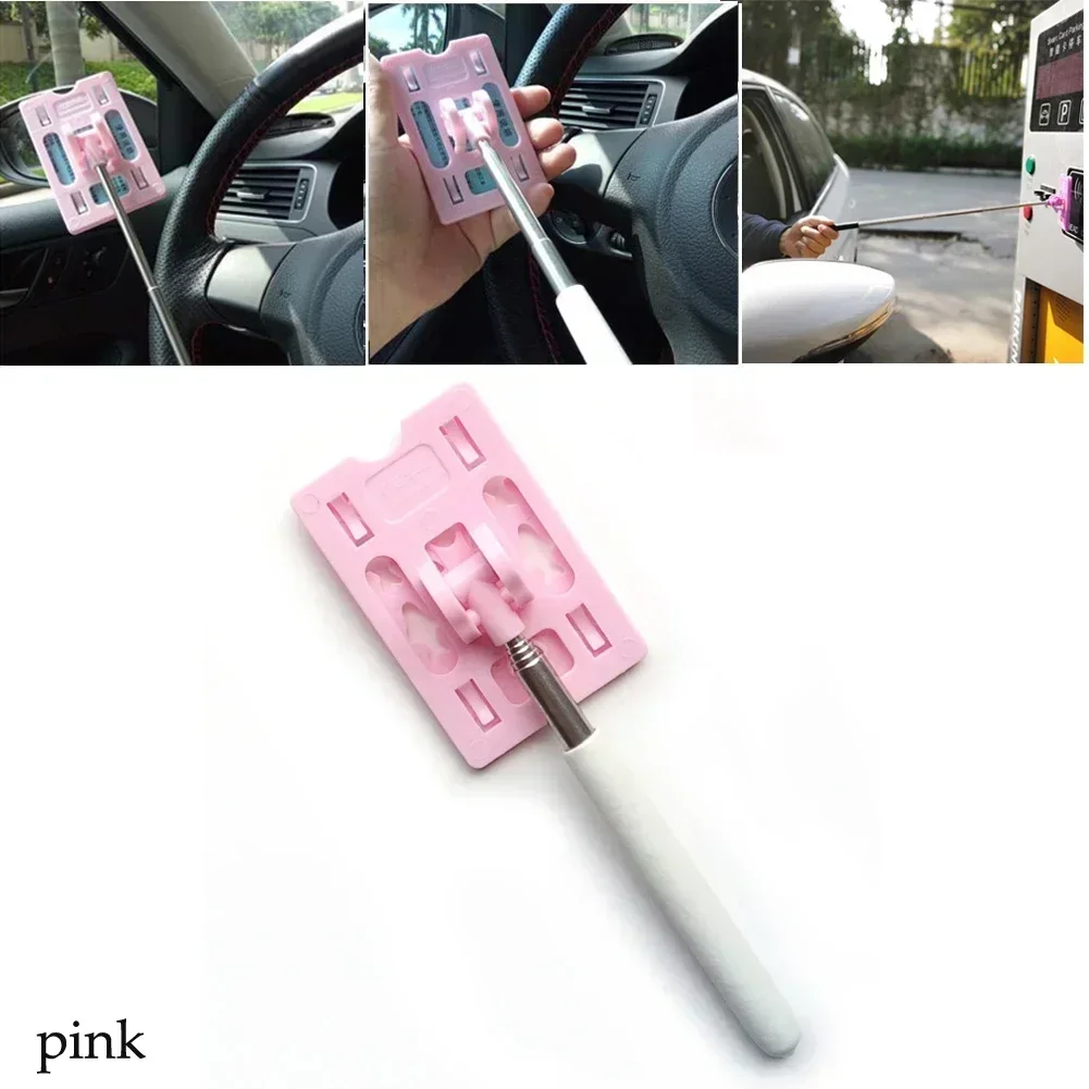 Car Toll Cards Stick Adjustable Touch N Go Stick Holders Stickable Telescopic Parking Toll Swiping Stick Contactless Payment Rod