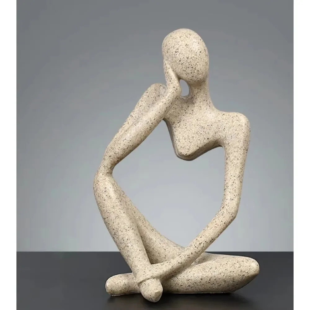 Decorations for Home Living Room Office Mini Thinker Sculpture Ornaments Resin Black Modern Abstract Sculptures Desktop