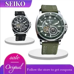 Original SEIKO 5 Men Watches Automatic Mechanical Watch Canvas Strap Large Diameter Disc Watches Fashion High End Sports Watch