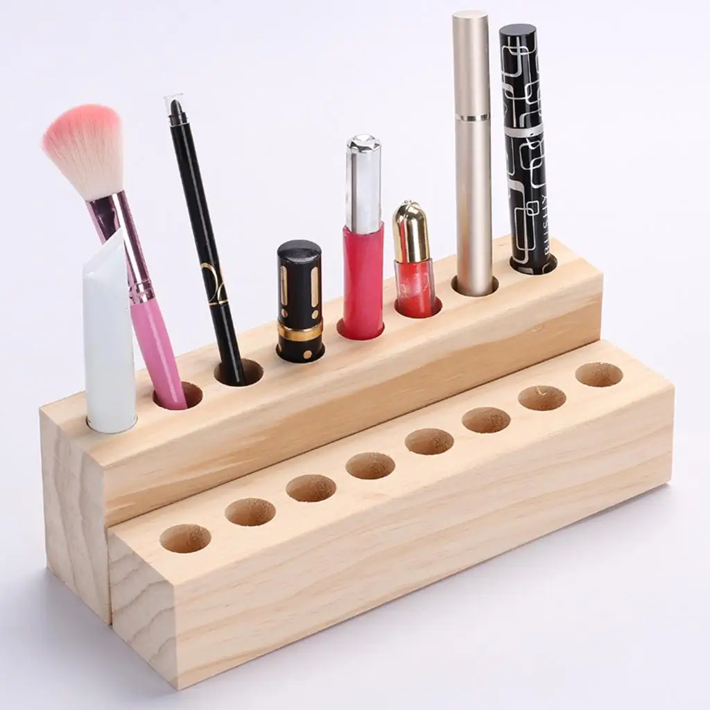 Solid Wooden Makeup Brush Holder, Wood Organizer, Wooden Cosmetic Storage Case,Cosmetics Organizer Box