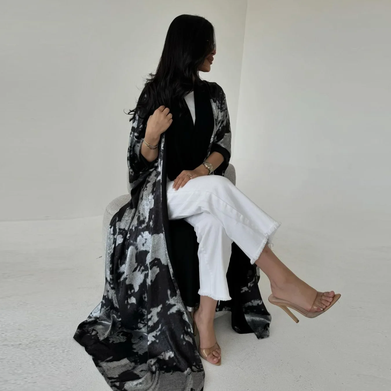 Femme Musulmane Jalabiya Vestidos Eid Djellaba Muslim Dress for Women Dubai Kimono Open Abayas Arabic Robe Turkey Kaftan Kebaya