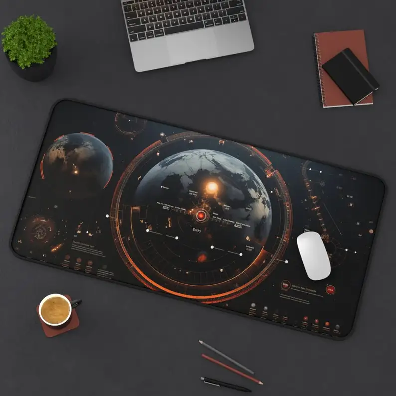 

Sci-fi Battle Screen Table Mats, Non-slip Waterproof Gaming Mouse Pad, Starry Sky Desktop Decoration for Work and Play