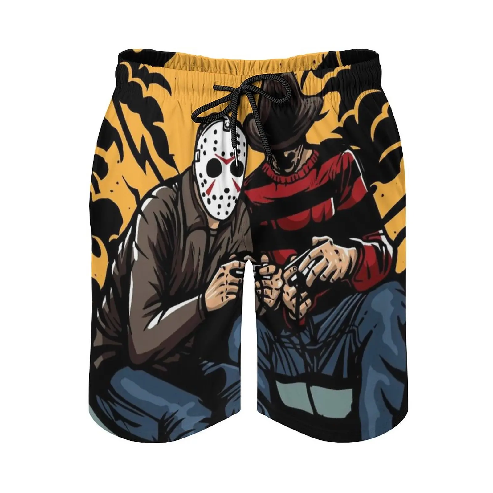 

Dark Gamers Men'S Swim Trunks Sports Shorts Beach Trunks Surfing Pockets And Mesh Lining Scary Halloween Jason Voorhees Friday
