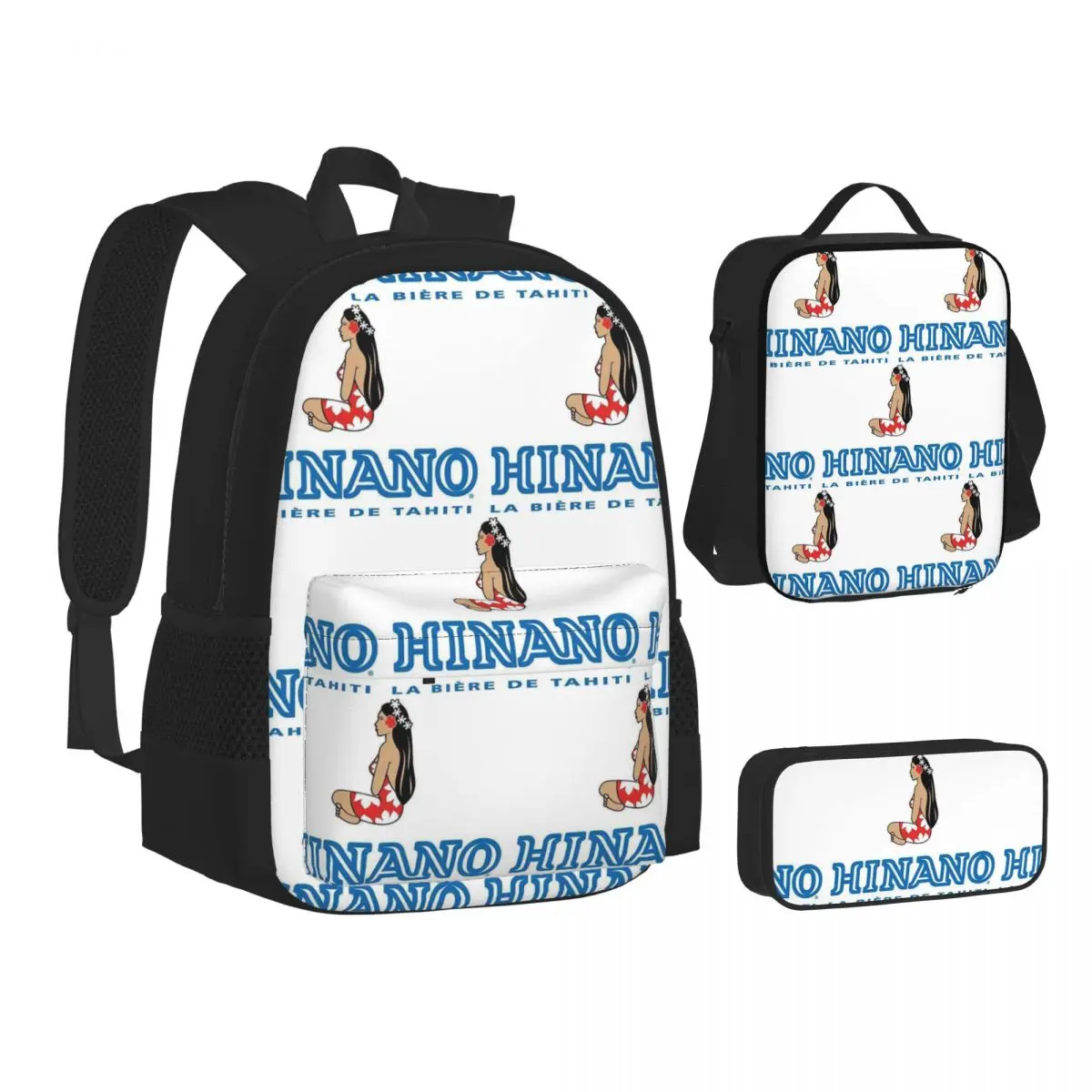 

Hinano Tahiti Backpacks Boys Girls Bookbag School Bags Kids Rucksack Lunch Bag Pen Bag Three-Piece Set