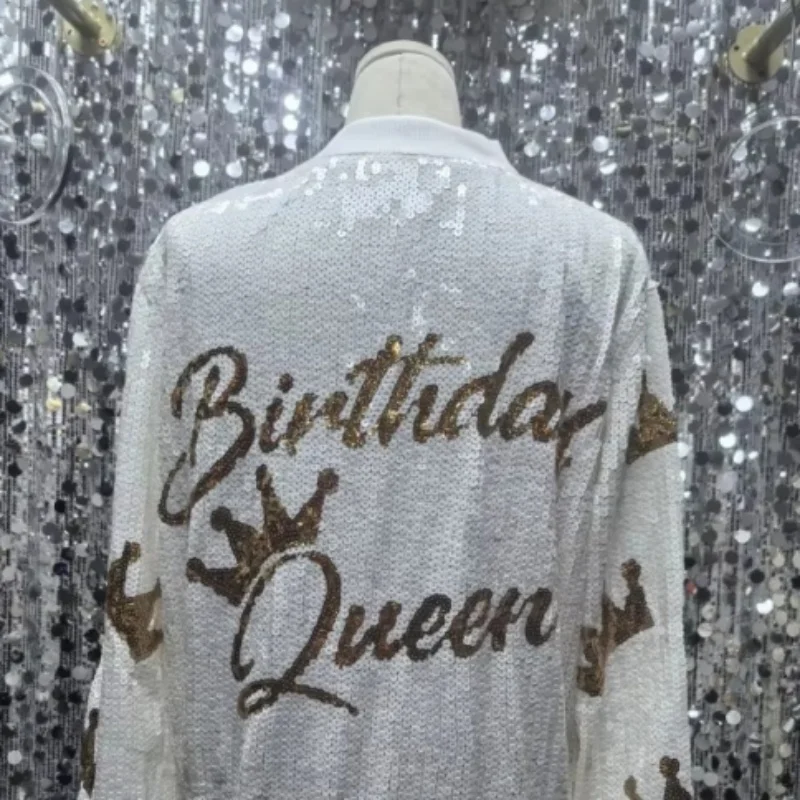 

2026 Autumn And Winter Long Sleeve Geometry Casual Streetwear Loose Outerwear Jackets Sequins Hip Hop Zipper Women's Coats