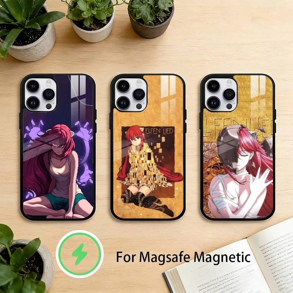 

E-Elfen Lied L-Lilium Lucy Phone Case For iPhone 17 16 15 14 13 12 Pro Max Plus for Mirror Wireless Magnetic Cover