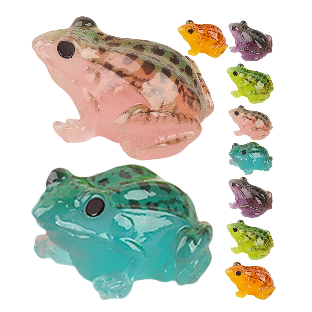 10 Pcs Micro Landscape Frog Statues for Home Animal Tabletop Decor Office Mini Frogs