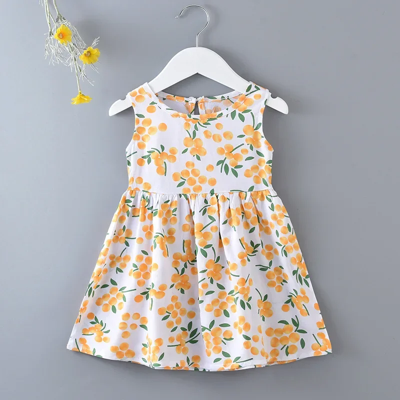 Robe d\'été en coton pour bébés filles, vêtements de fête pour enfants, imprimé mignon, tout-petit, mode