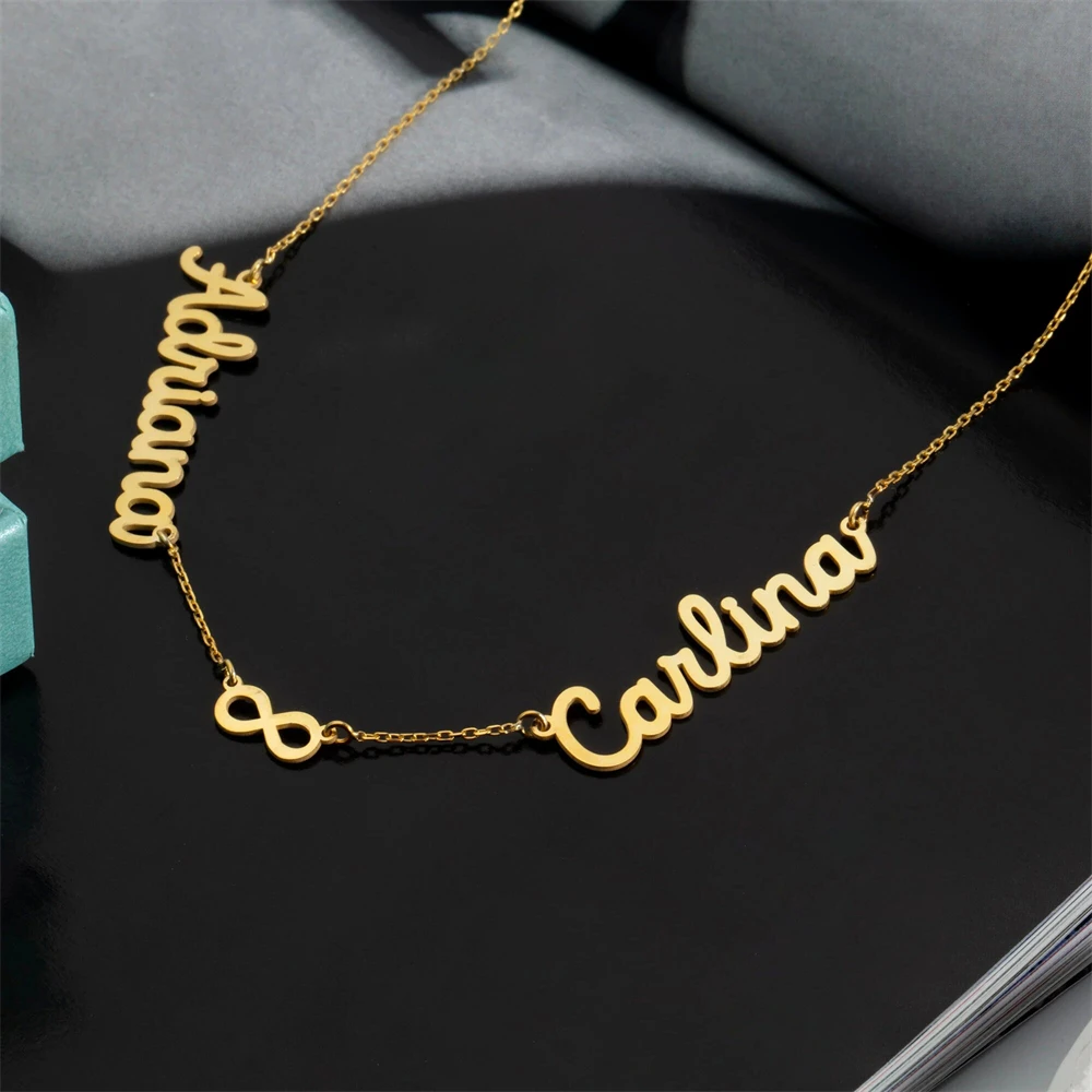 Personalized Two Name Necklace Infinity Cross Heart Custom Double Name Necklaces Couple Gift Any Llanguage Collares Para Mujer