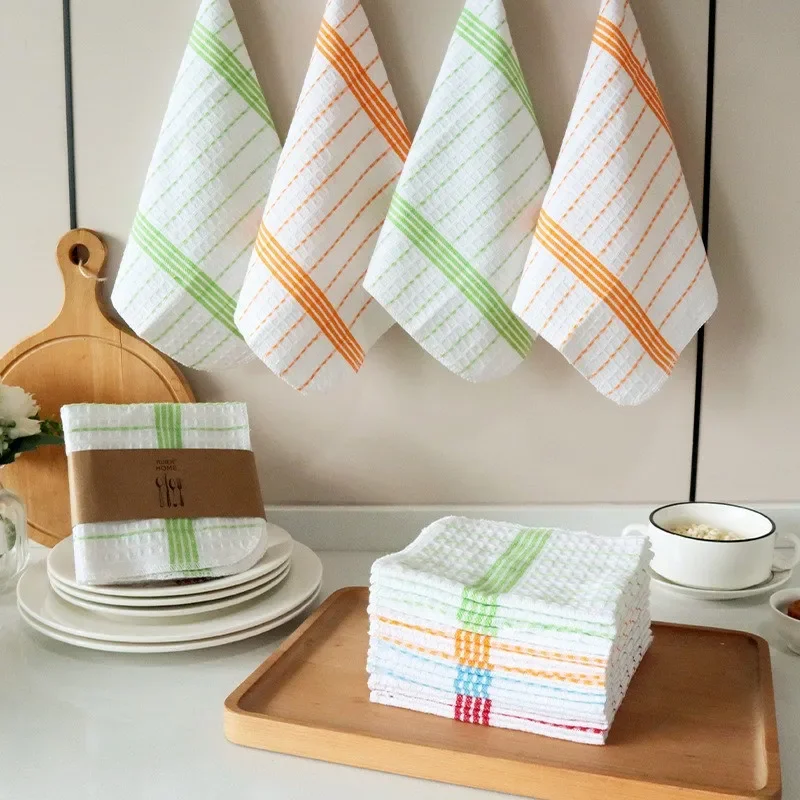 

4Pcs/pack 30x30cm Square Cotton Kitchen Dishwasher Towels Cloth Scouring Pads Household Cleaning Tools