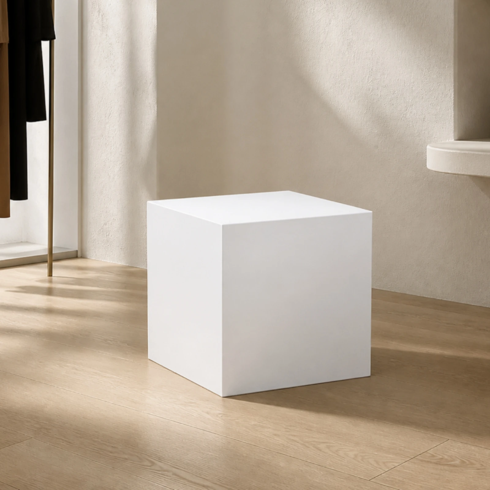 Square White Display Riser Modern Square Display Pedestal Multi-Functional Easy to Clean for Retail Storefronts, Exhibitions