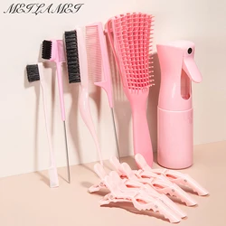 Detangling Brush 10 Pieces Hair Brush Set For Afro Curly Coily Long Hair Knots Detangler Easy To Clean Hair Care Styling Tools