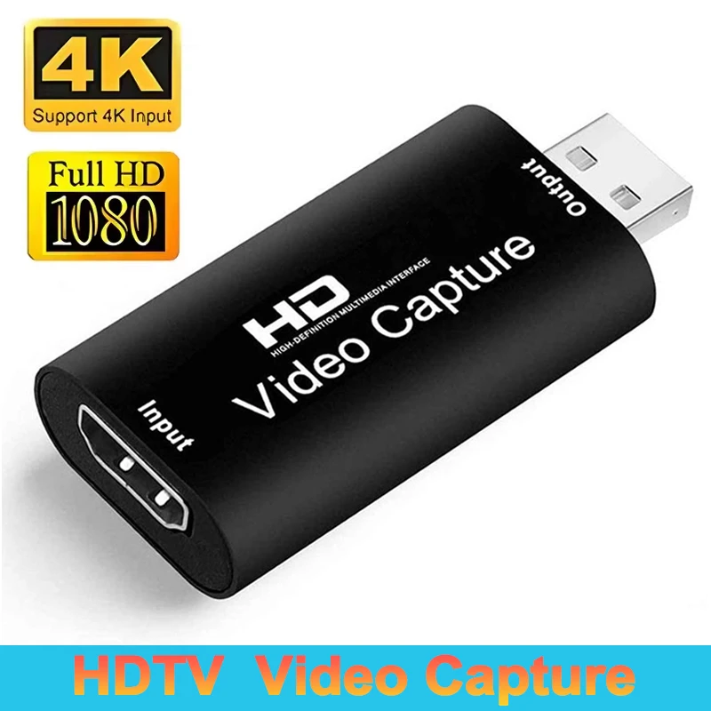 USB 2.0 Video Capture Card HD 4K To 1080p HDMI-compatible Game Grabber Recorder for PC PS4 DVD Camera Recording Live Streaming